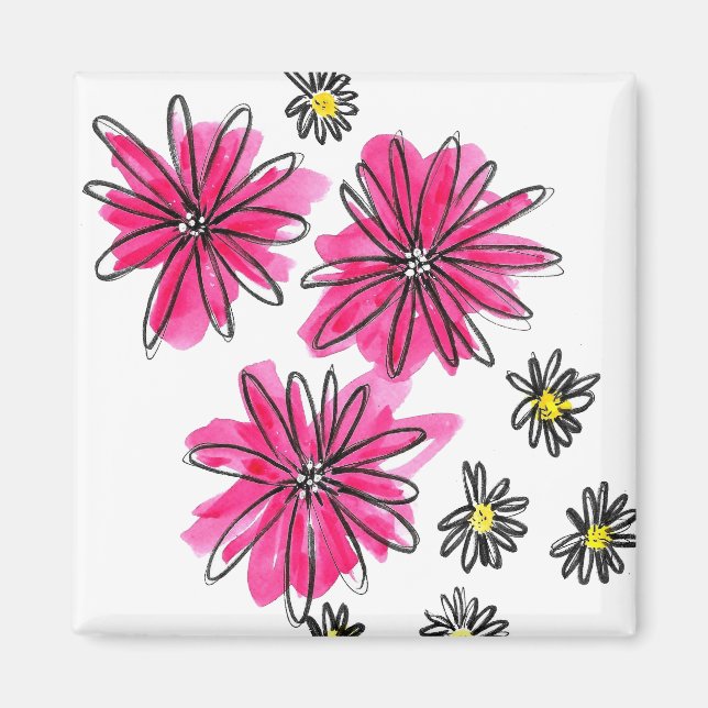 Weiß-Pink-Blume Magnet (Vorne)