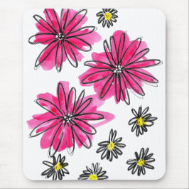 Weiß-Pink-Blume Mousepad