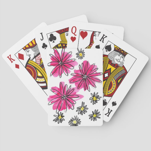 Weiß-Pink-Blume Spielkarten (Rückseite)