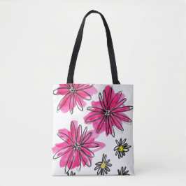 Weiß-Pink-Blume Tasche