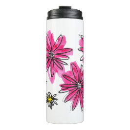 Weiß-Pink-Blume Thermosbecher
