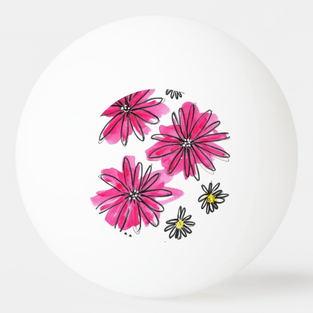 Weiß-Pink-Blume Tischtennisball (Vorderseite)