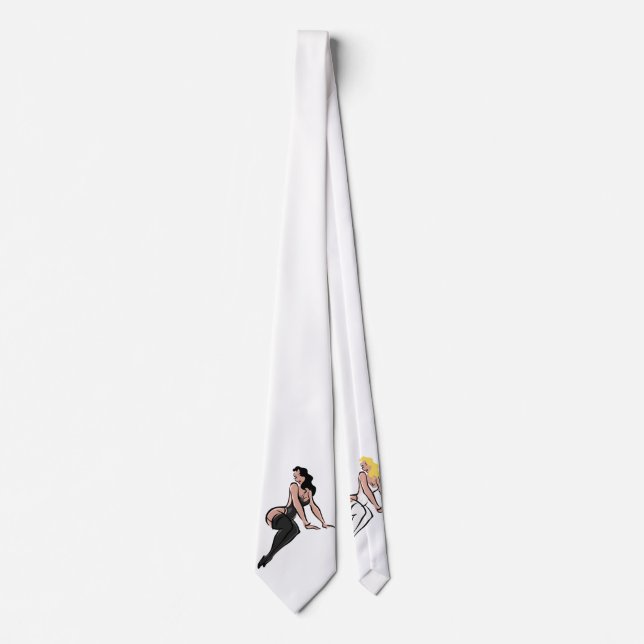 Weiß - Pinup - Neck Tie Krawatte (Vorderseite)