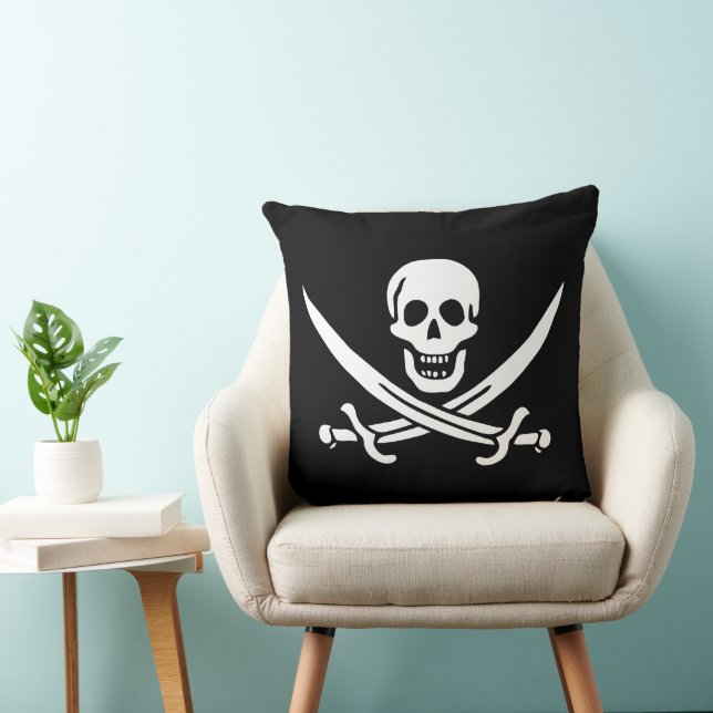Weiß, Piratenflagge Calico Jack, Skull & Cutlass Kissen (Stuhl )