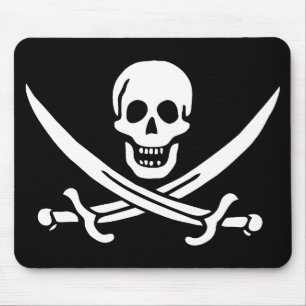 Weiß, Piratenflagge Calico Jack, Skull & Cutlass Mousepad