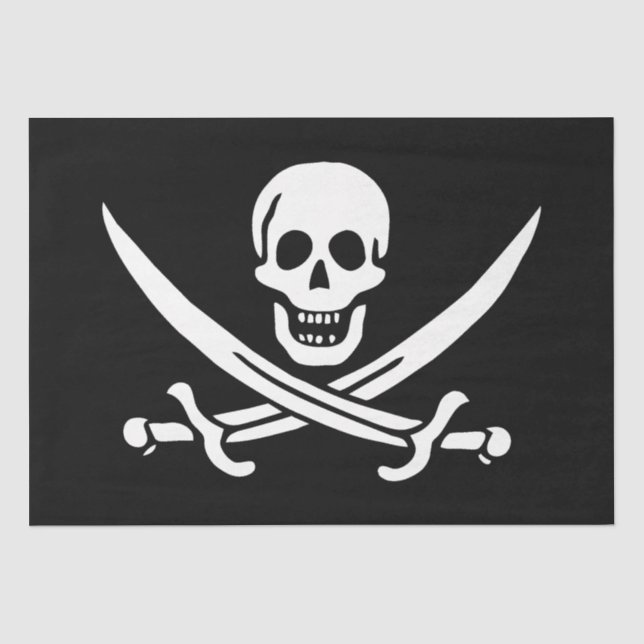Weiß, Piratenflagge Calico Jack, Skull & Cutlass Seidenpapier (Vorderseite)