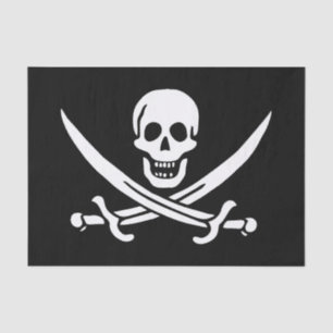 Weiß, Piratenflagge Calico Jack, Skull & Cutlass Seidenpapier