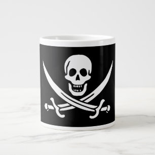 Weiß, Piratenflagge Calico Jack, Totenkopf & Enter Jumbo-Tasse