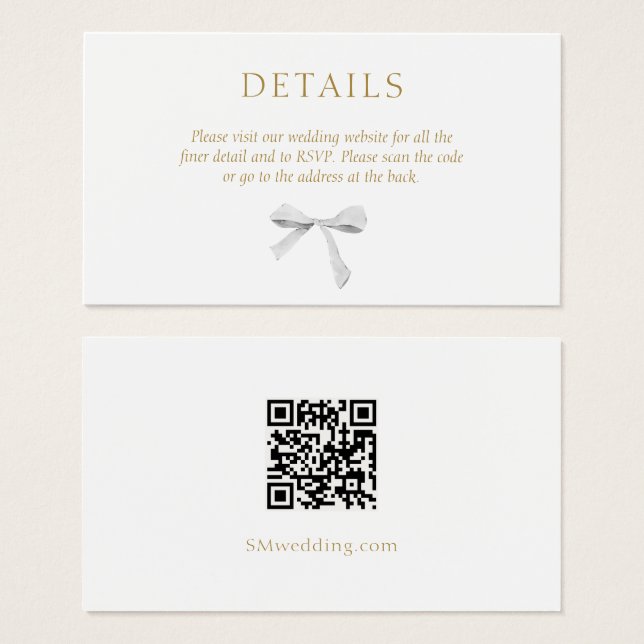 Weiß | QR-Abschlusskarte für Hochzeitsszenarien (Vorne & Hinten)