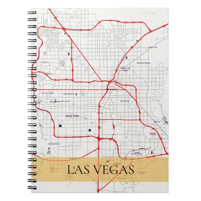WEISS RED LAS VEGAS NEVADA USA KONTUR MAP NOTIZBLOCK (Vorderseite)