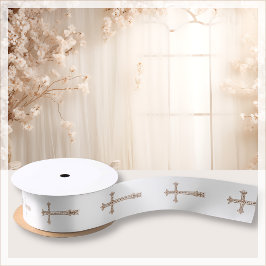 Weiß | Religiöses Kreuz | Taufgeld Satinband