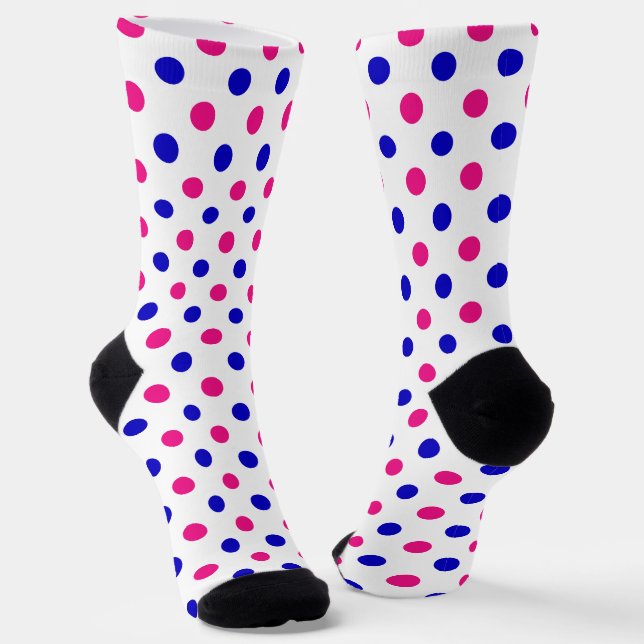 Weiß Rosa Blau Punkte Muster Socken (Gewinkelt)