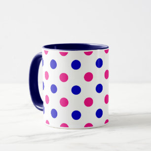 Weiß Rosa Blau Punkte-Muster Tasse