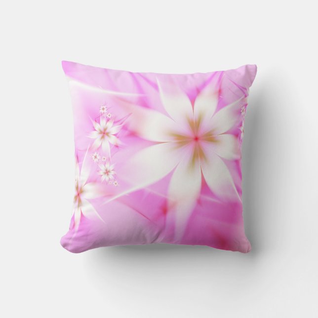 Weiß rosa Blume Abstrakt Floral Hübsch Kissen (Vorderseite)
