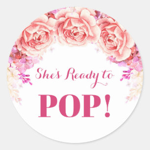 Weiß rosa Blume Bereit zum Pop Gefallen Tag Runder Aufkleber