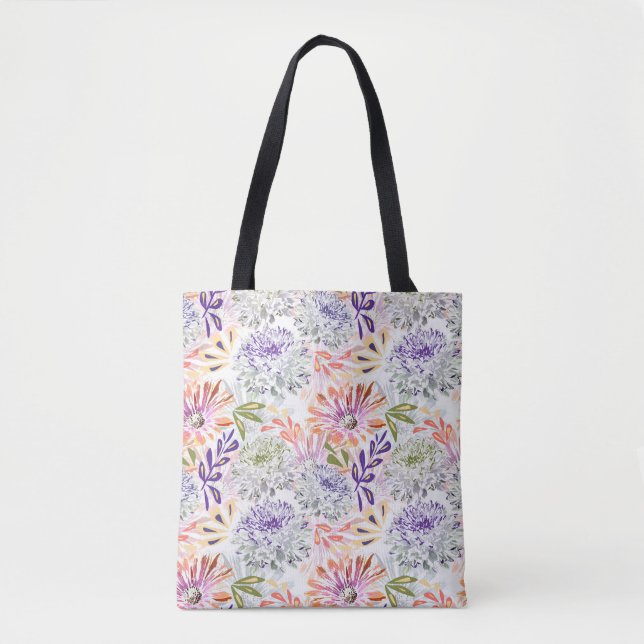 Weiß, rosa Blume Tasche (Vorderseite)