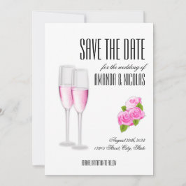 Weiß rosa, elegant, modern Save the Date Wedding I Einladung