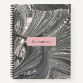 Weiß-Rosa Grau Abstrakt 3 D Notizbuch