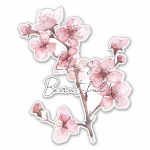 Weiß rosa Kirschblossom Bläserblüte Aufkleber