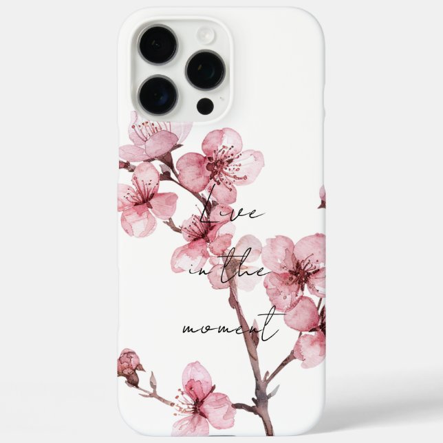 Weiß rosa Kirschblossom Bläserblüte iPhone 16 Pro Max Hülle (Rückseite)