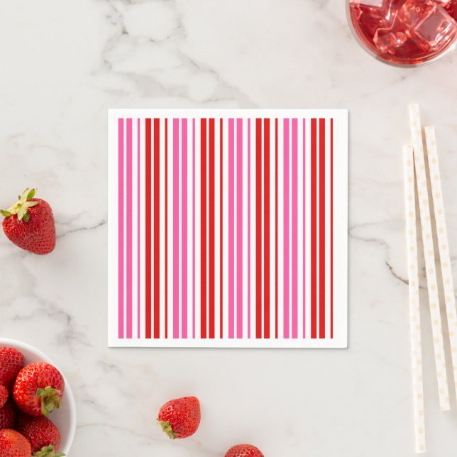 Weiß Rosa Rot Vertikale Streifen Design   Serviette (Beispiel)