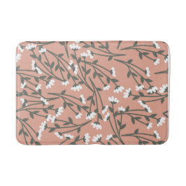 Weiß rosa und grünes Blumenmuster Badematte
