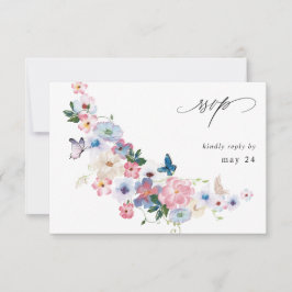 Weiß rosa und Lila Blüte Mahl UAWG 2 RSVP Karte