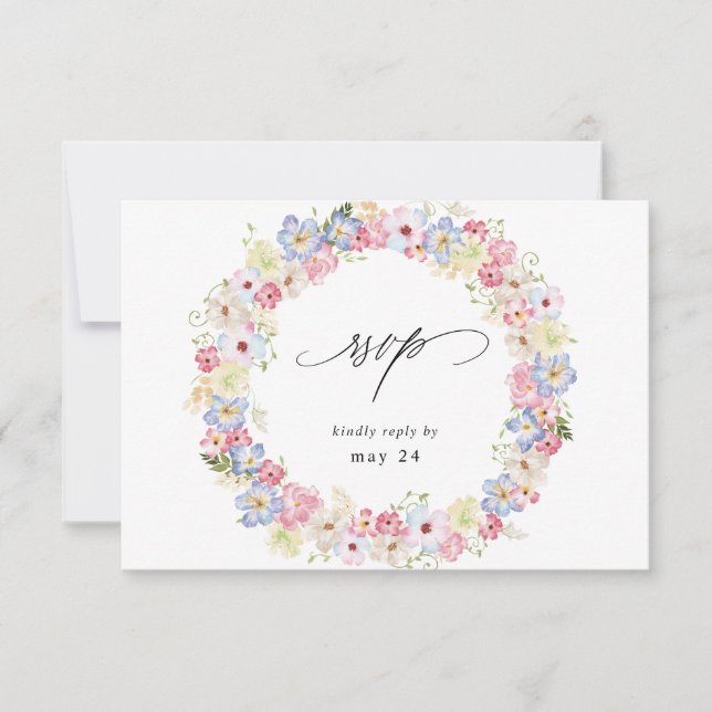 Weiß rosa und Lila Blüten UAWG RSVP Karte (Vorderseite)