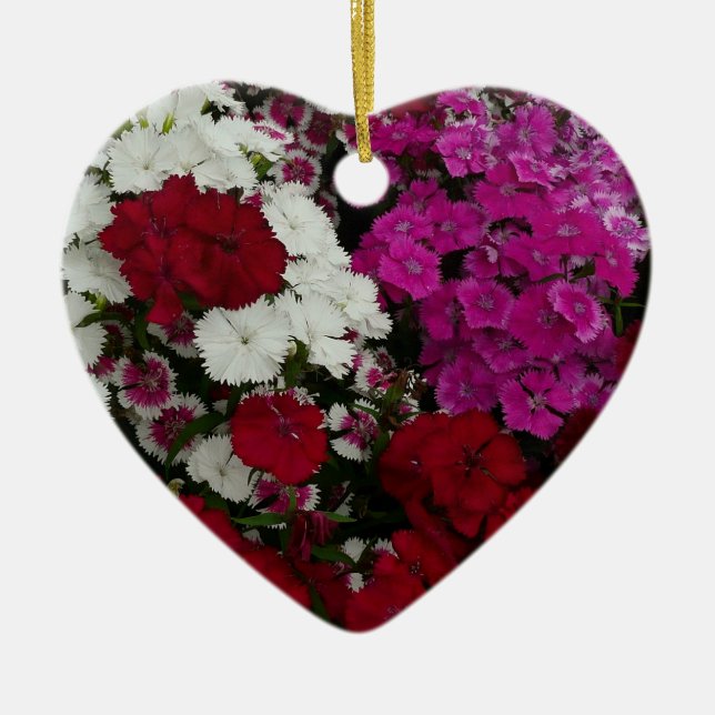 Weiß, Rosa und Rote Dianthus Keramikornament (Vorne)