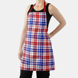 Weiß-Rot-Blau Kariert Tartan Design Schürze