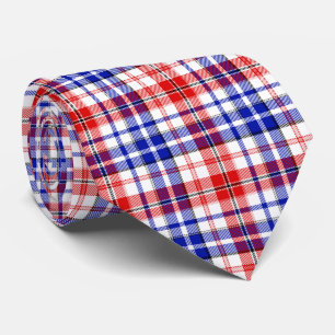 Weiß-Rot-Blau Kariertes Tartan-Design  Krawatte