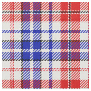 Weiß-Rot-Blau-Karo-Tartan-Design  Stoff