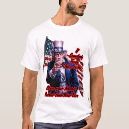 Weiß Rot Blau Patriot Onkel Sam auf einem Weiß T-Shirt