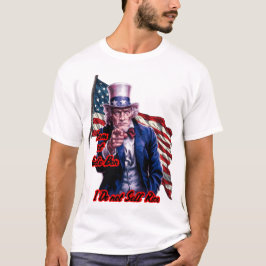 Weiß Rot Blau Patriot Onkel Sam auf einem Weißen T-Shirt