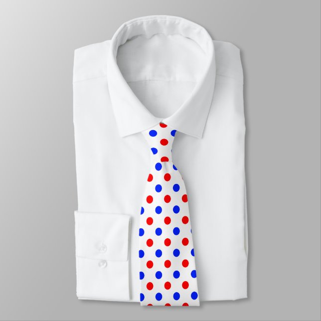 Weiß Rot Blau Punkte Design  Krawatte (Gebunden)