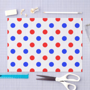 Weiß Rot Blau Punkte Design Seidenpapier