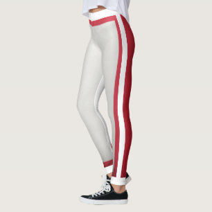 Weiß + Rot gestreift Leggings