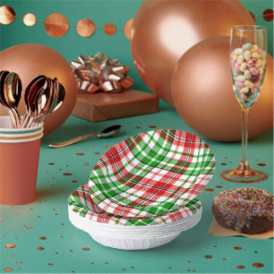 Weiß-Rot-Grün-Karo-Tartan-Design  Pappteller