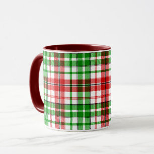 Weiß-Rot-Grün-Karo-Tartan-Design Tasse