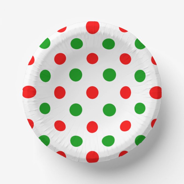 Weiß-Rot-Grün-Punkte-Design  Pappteller (Vorderseite)