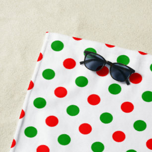 Weiß-Rot-Grün-Punkte-Design  Strandtuch