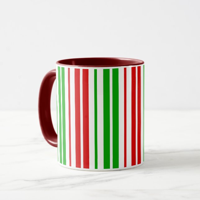 Weiß-Rot-Grün-Streifenmuster   Tasse (Vorderseite Links)