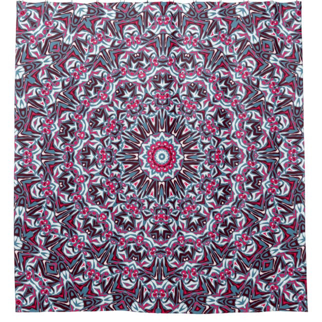 Weiß, rot und khaki mandala. duschvorhang (Vorderseite)