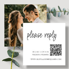 Weiß | RSVP QR Code für Hochzeiten Begleitkarte