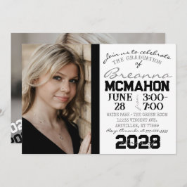 Weiß & Schwarz Abschluss 2 Foto Einladung