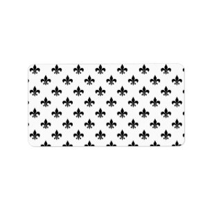 Weiß Schwarz Fleur De Lis Zartes Mardi Gras Adressaufkleber
