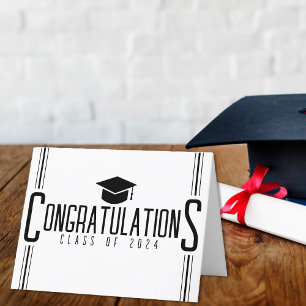 Weiß & Schwarz Herzlichen Glückwunsch zum Abschlus Dankeskarte