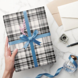 Weiß Schwarz Monochrom Kariert Elfenbein Karomuste Geschenkpapier