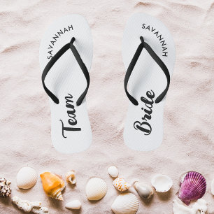 Weiß Schwarz Name Braut Hochzeitsparty Junggeselli Flip Flops