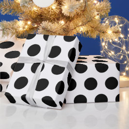 Weiß & Schwarz Polka Dog moderner Chic Geschenkpapier